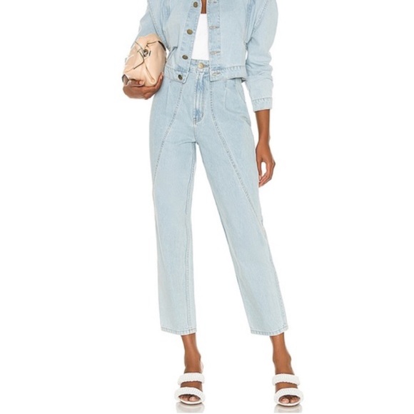 NWT IORANE Brazil Made 🇧🇷 Straight Crop Blue Trouser 100% COTTON E739 Sz 38/S
